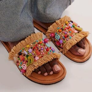 NWT Free People Shipwrecked Beaded Slide Sandal